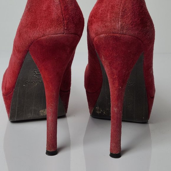 Red Leather Suede Zigi Soho Platform Heels sz 6 'S - Picture 3 of 10